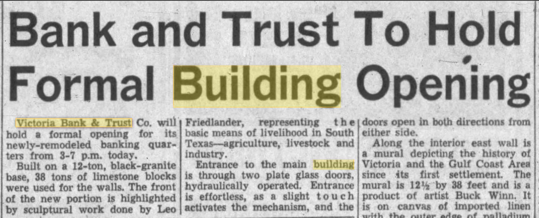 120 S. Main St. Newspaper Clipping